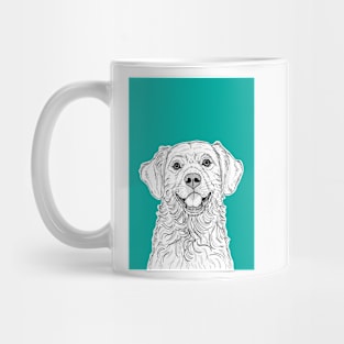 Golden Retriever Portrait ( teal background ) Mug